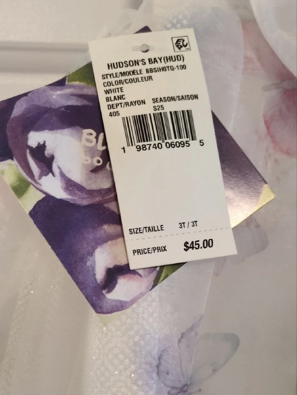 NWT Blueberi Boulevard White Dress With Pastel Butterfly Print Accents - Picture 5 of 6